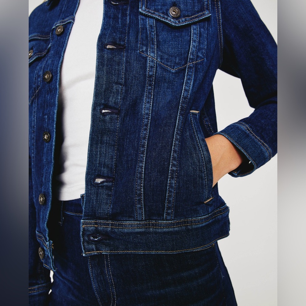 AG Mya Classic Fit Button Down Jean Denim Jacket in Easy Street Dark Wash size M - Picture 3 of 13